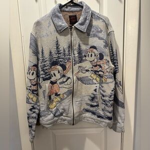 VTG Disney Thick Knit Mickey Mouse Donald Duck Ski Tapestry Jacket
